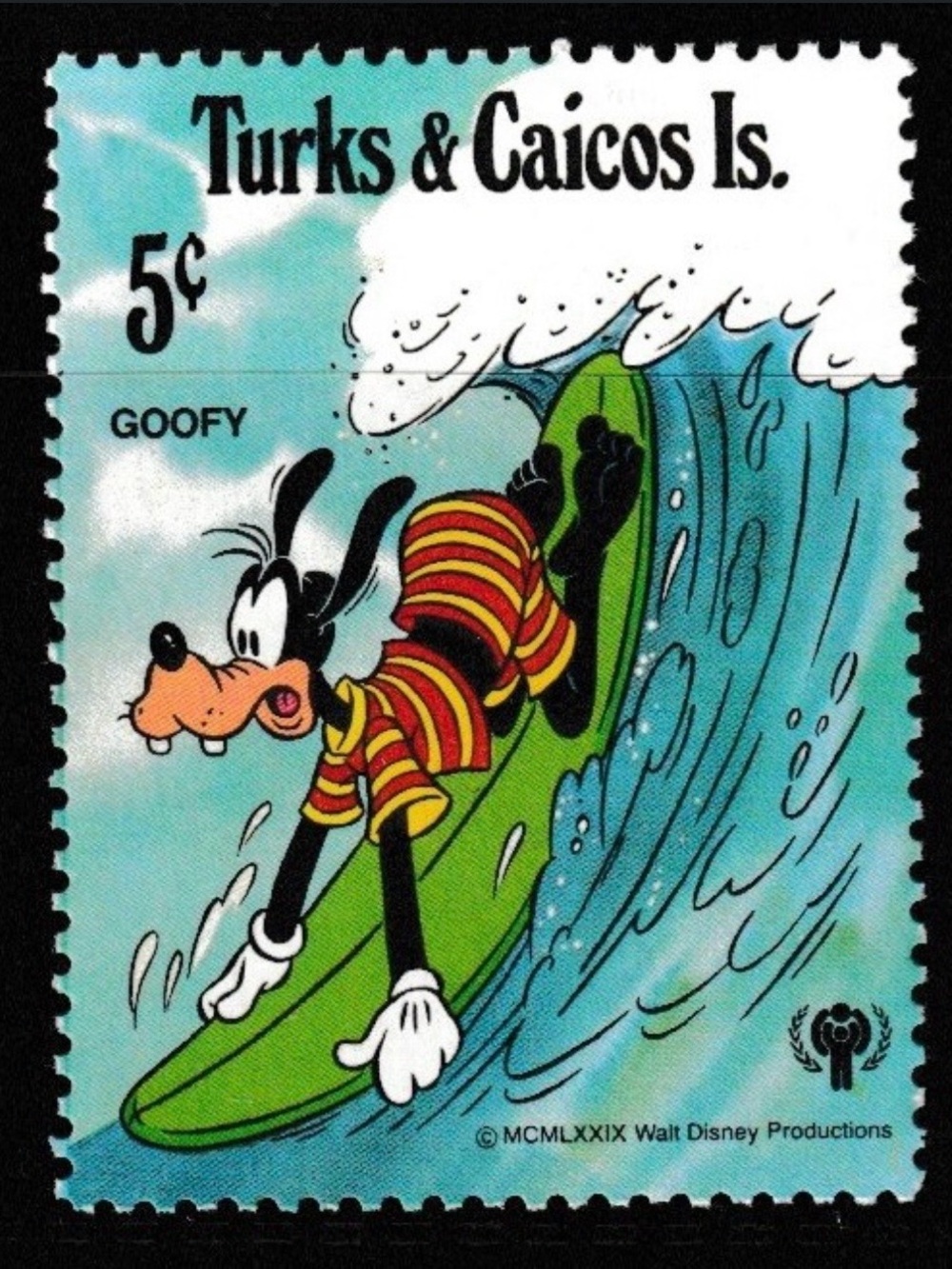Turks & Caicos Goofy Stamp 5c MCMLXXIX Walt Disney Productions | 1979